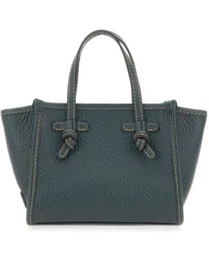 MARCELLA CLUB Small Miss Marcella Grained Leather Tote Bag - Blue