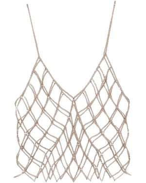 Panicale Bead-Embellished Sleeveless Top - White