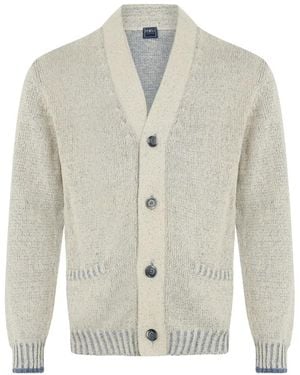Fedeli Knitted Long-Sleeve Cardigan - White