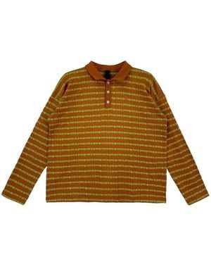 Chrome Hearts Matty Boy Striped Long-Sleeve Polo Shirt - Brown