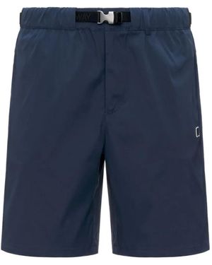 K-Way Bourrier Buckle-Fastening Logo-Patch Shorts - Blue