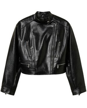 Twinset Faux-Leather Biker Jacket - Black