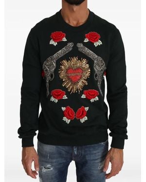 Dolce & Gabbana Sacred Heart Embellished Sweater - Black