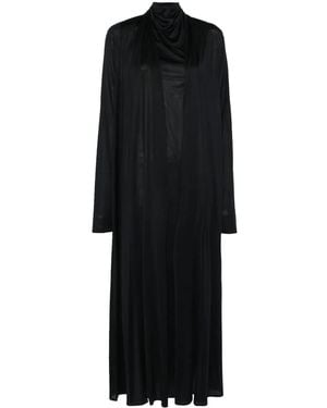 Fabiana Filippi Silk Jersey Draped Mock-Neck Maxi Dress - Black
