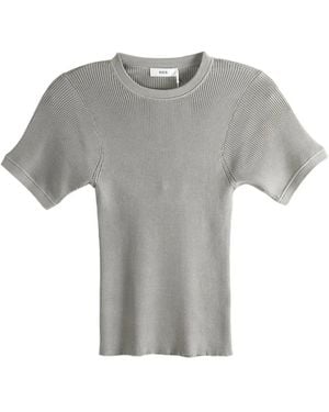 Rier Ribbed Knit T-Shirt - Grey