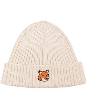 Maison Kitsuné Logo-Patch Beanie - Natural