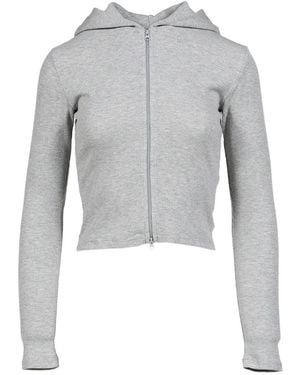GLOWNY G Classic Essential Ribbed-Knit Zip-Up Hoodie - Grey