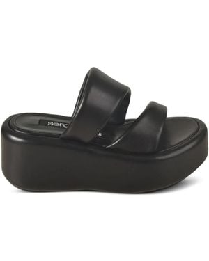 Sergio Rossi Double-Strap Platform Sandals - Black