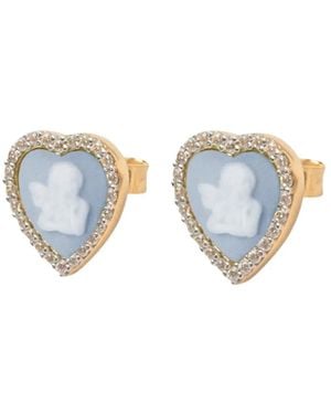Cameo & Beyond Sparkling Cherubs Stud Earrings - Metallic