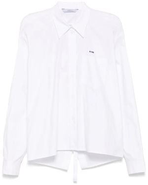 Pushbutton Chemise À Design Carré - Blanc