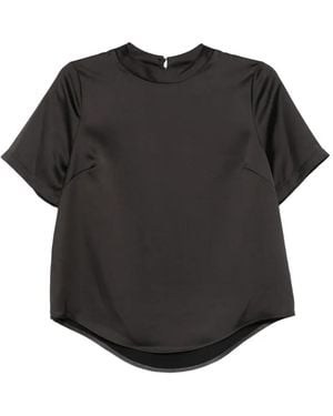 Imperial Satin-Finish Short-Sleeve Top - Black