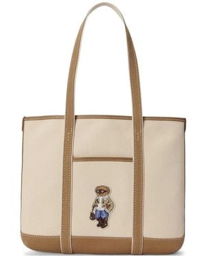 Polo Ralph Lauren Polo Bear Canvas Tote Bag - Natural
