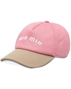 Miu Miu Logo-Embroidered Cap - Pink