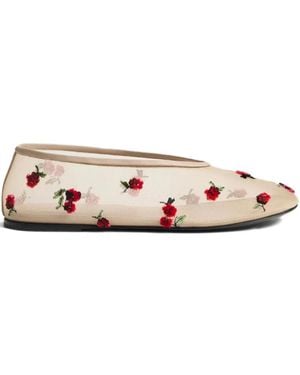 KHAITE Marcy Raspberry-Embroidered Flats - Pink