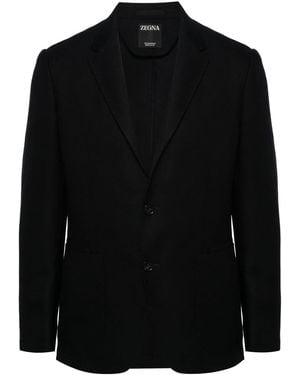 ZEGNA Single-Breasted Wool Blazer - Black