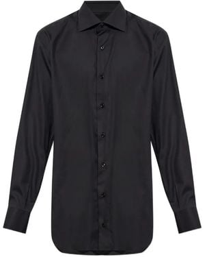 Brioni Long-Sleeve Cotton Shirt - Blue