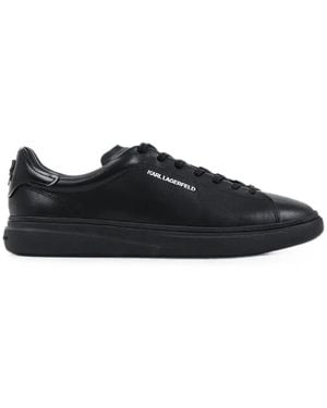 KARL LAGERFELD Logo-Print Leather Sneakers - Black