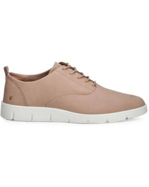 Ecco Lace-Up Leather Trainers - Brown