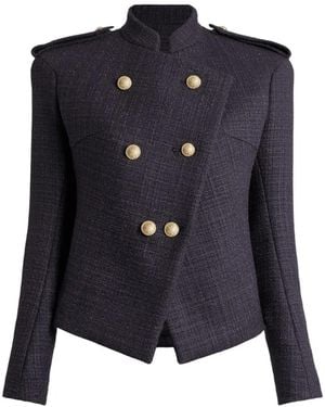 Balmain Tweed 6-Button Jacket - Blue