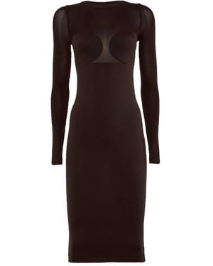 Wolford Semi-Sheer Long-Sleeve Midi Dress - Brown