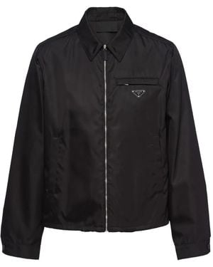 Prada Shirt-Collar Zip Blouson Jacket - Black