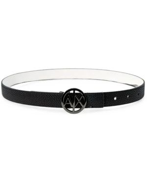 ARMANI EXCHANGE Logo-Buckle Leather Belt - White
