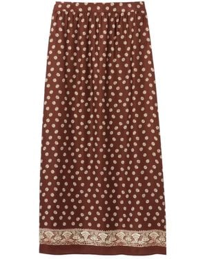 Claudie Pierlot Falda midi con estampado floral - Marrón