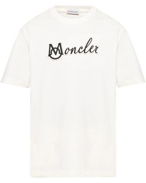 Moncler T-Shirt mit Logo-Stickerei - Weiß