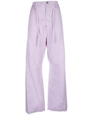 OMBRA MILANO Wide-Leg Drawstring-Detail Pants - Purple