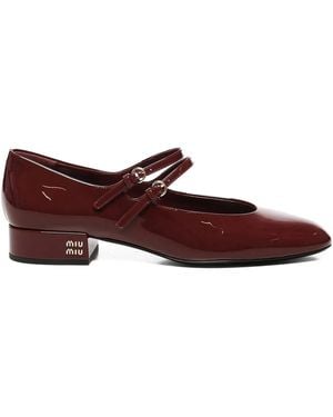 Miu Miu Escarpins À Double Brides - Marron