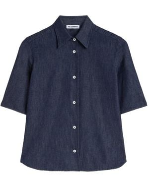 Jil Sander Chemise En Chambray À Manches Courtes - Blue