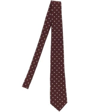 Saint Laurent Patterned Silk Tie - Purple