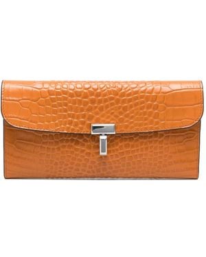 TOTEME T-Lock Crocodile-Embossed Wallet - Orange