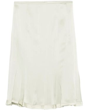 Jil Sander Pleated Satin Skirt - White