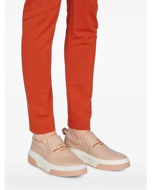 Ferragamo Logo-Embroidered Leather Sneakers