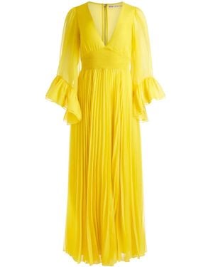Alice + Olivia Abito Lungo Selene Con Scollo A V - Giallo