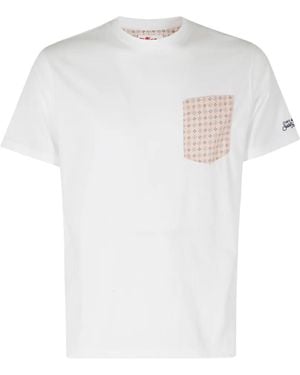 MC2 Saint Barth Blanche Geometric-Print Pocket T-Shirt - White