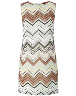 Missoni Zigzag-Pattern Sleeveless Mini Dress - White