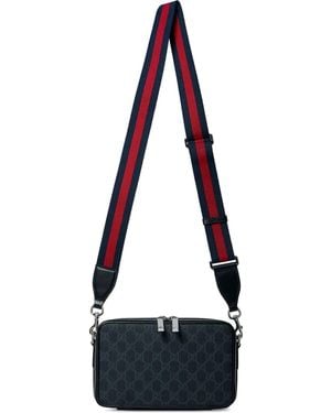 Gucci Gg-Monogram Zip Messenger Bag - Blue