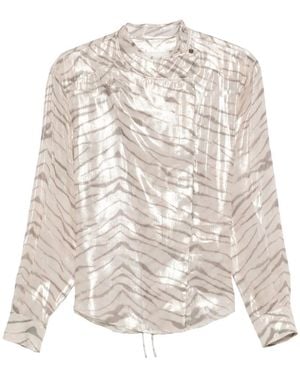 Isabel Marant Zebra-Print Metallic-Finish Shirt - White