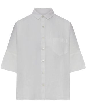 120% Lino Short-Sleeve Linen Shirt - Grey