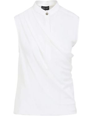 Giorgio Armani Draped Sleeveless Top - White