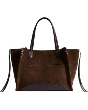JW Anderson Suede Contrast-Trim Tote Bag - Brown