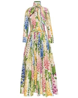 Oscar de la Renta Foxglove Poplin Dress - White