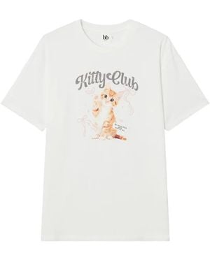 B+ AB Graphic-Print Drop-Shoulder T-Shirt - White