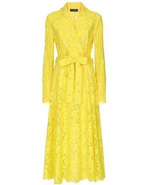 Dolce & Gabbana Lace Double-Breasted Coat - Yellow