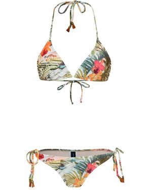 Lygia & Nanny Triangel-Bikini mit tropischem Print - Weiß