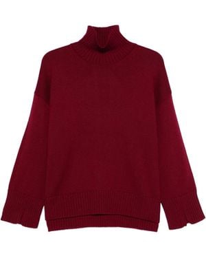 Scaglione Merinopullover Mit Stehkragen - Rot