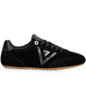 Guess Suede Logo-Patch Trainers - Black