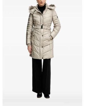 Morgan Quilted Faux-Fur-Trim Jacket - White